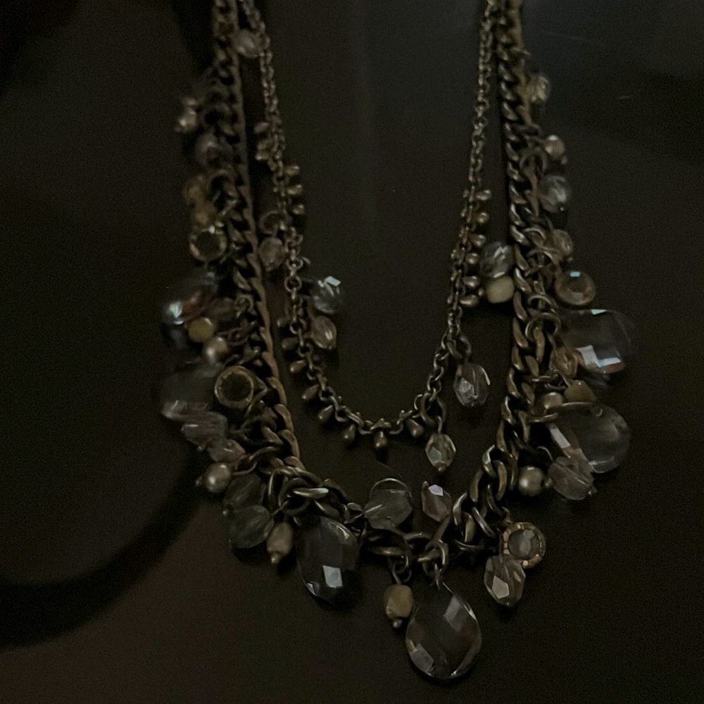 Long statement gem necklace